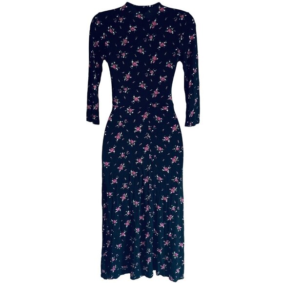 Miss Selfridge Women's 4 Black Dark Floral Faux Wrap Dress NEW Whimsy Goth - Picture 2 of 8